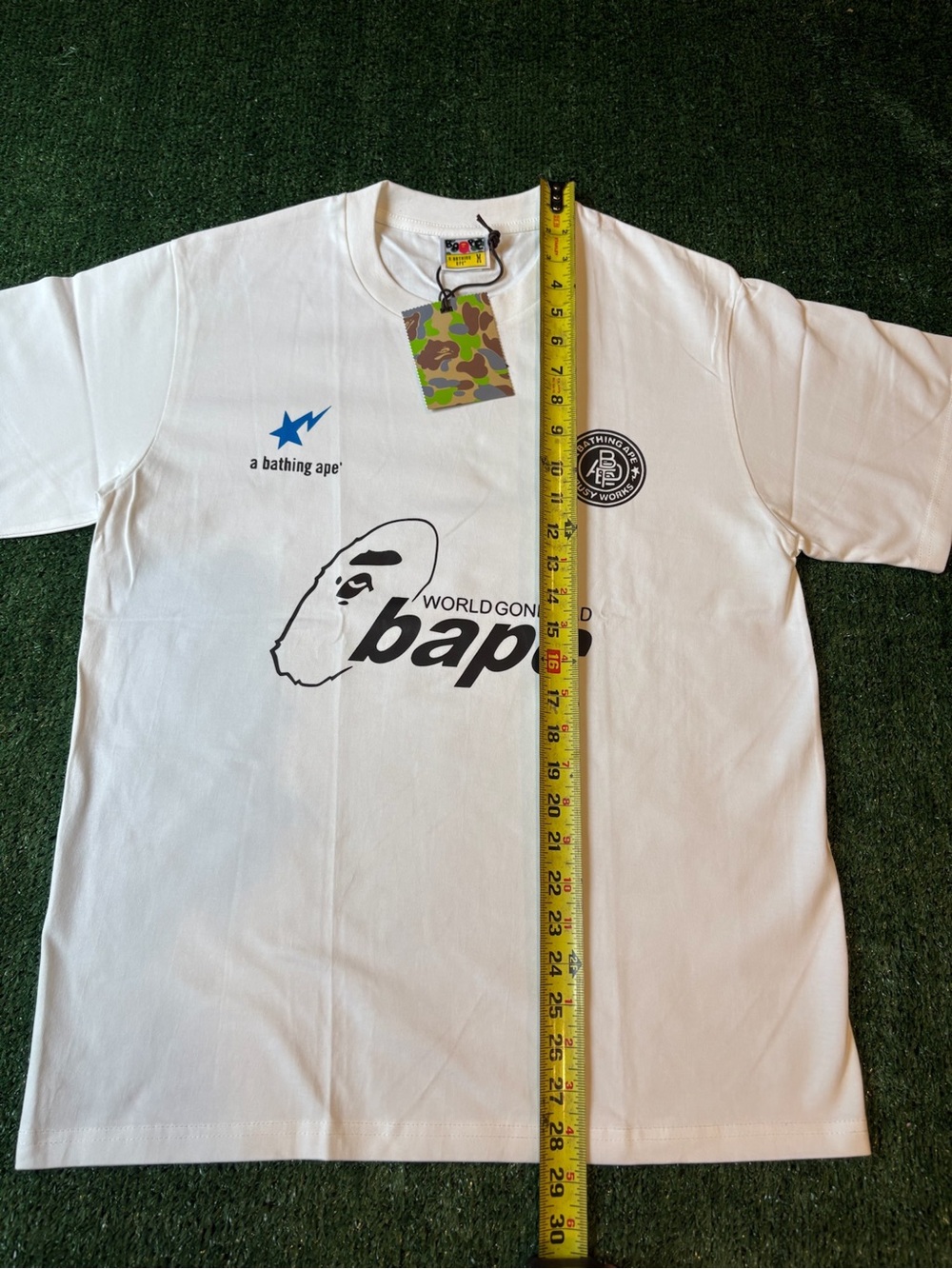 Bape White Short Sleeve Tee “World Gone Mad” - Picture 5 of 9